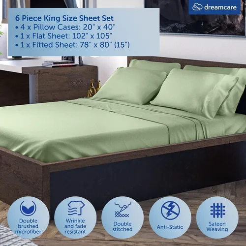 Miniatura 352 de DREAMCARE Juego de sábanas Queen – 6 piezas Sábanas de enfriamiento – hasta 15” Sábanas profundas tamaño Queen – Colección 2500 Supreme – Extra 03
