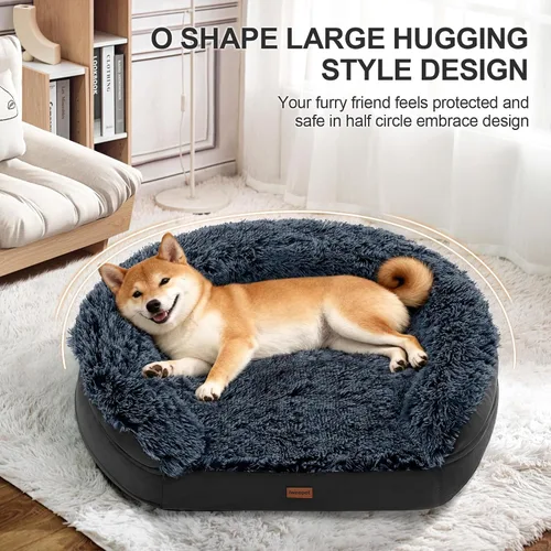 Miniatura 2 de iweepet Camas ortopédicas esponjosas para perros grandes y extragrandes, sofá cama calmante de 41 pulgadas para perros con espuma de apoyo 28D