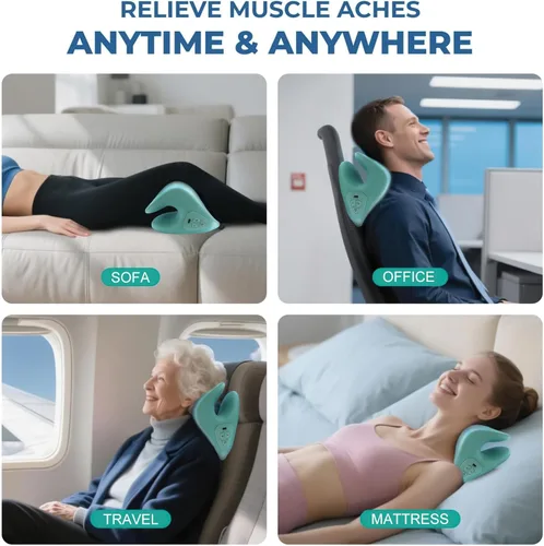 Miniatura 4 de Masajeador de cuello, 6 modos de almohadas eléctricas con calor, masajeador de cuello, masajeador ergonómico de 26 °, portátil para coche, oficina