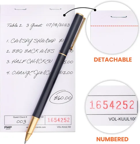 Miniatura 4 de FMP Brands Paquete de 10 blocs de cheques de invitados, bloc de notas de servidor para camarera, bloc de notas de servidor para camarera, bloc
