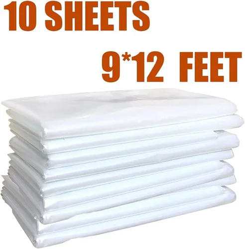 Miniatura 2 de 10 piezas de láminas protectoras de plástico para pintar, tela transparente impermeable y a prueba de polvo para cubierta de muebles, lonas de 9x12