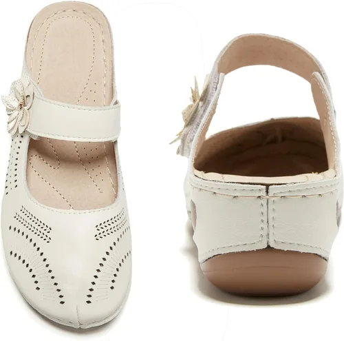Miniatura 5 de TRULAND Zuecos Mary Jane de cuero para mujer, sin cordones, informales, cómodos, con soporte para el arco