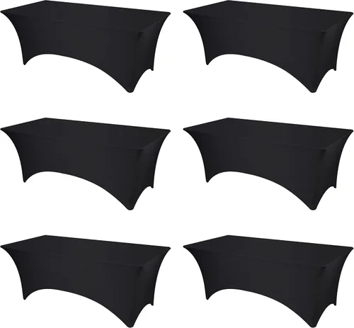 Miniatura 24 de BRILLMAX Paquete de 6 Fundas de Mesa Ajustadas de Spandex Blancas – Manteles Elásticos de 8 pies para Mesas Rectangulares Plegables de 8 pies, Tela