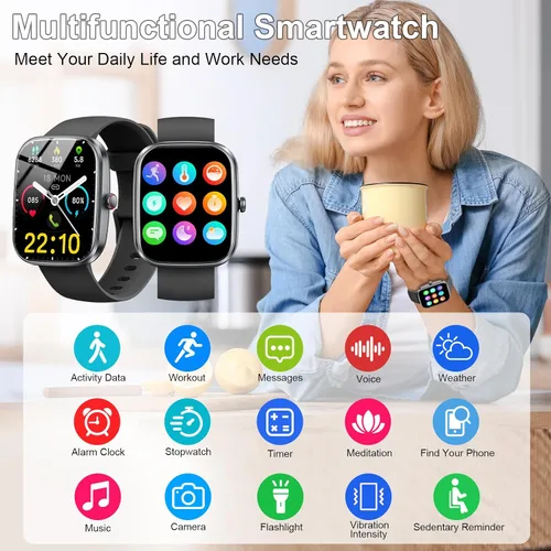 Miniatura 6 de Reloj inteligente para hombres y mujeres (respuesta/hacer llamadas), reloj inteligente HD de 1.96 pulgadas, rastreador de actividad con más de 110