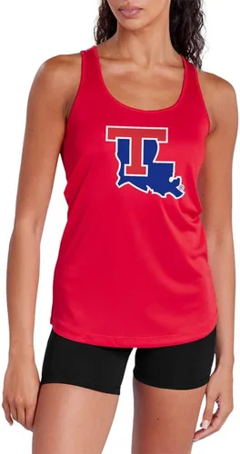 Miniatura 390 de Camiseta deportiva sin mangas oficial de NCAA Collegiate para mujer, con espalda cruzada, colección con logotipo primario