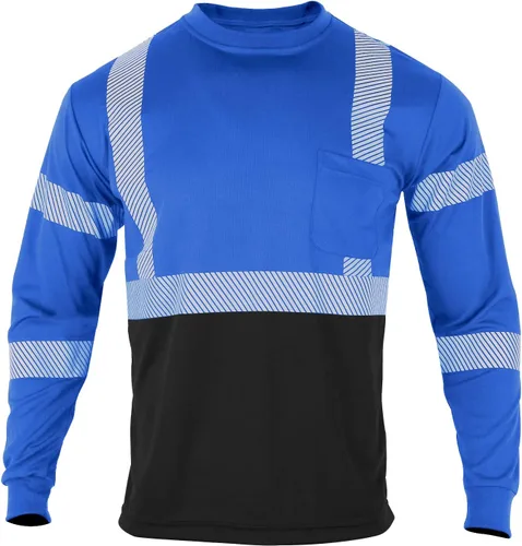 Miniatura 2 de VENDACE 3 piezas de camisetas de seguridad reflectantes de alta visibilidad de manga larga para trabajo en construcción para hombres Clase 3 Azul
