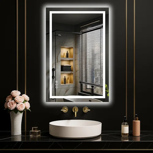 Miniatura 51 de LOAAO Espejo de Baño LED de 40"X32" con Luces, Antivaho, Regulable, Retroiluminación RGB + Iluminación Frontal, Espejo de Tocador de Baño