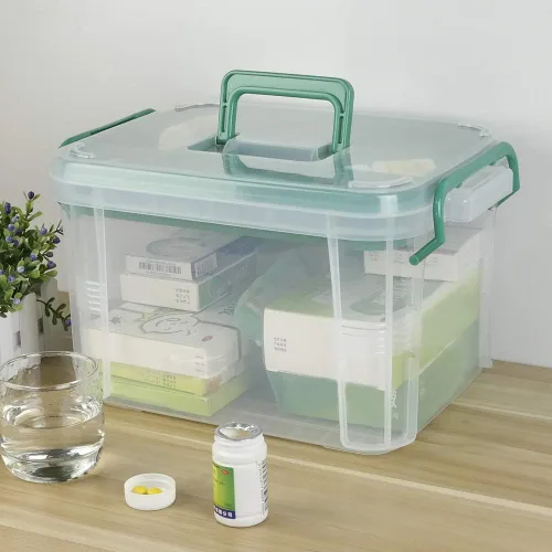 Miniatura 4 de Recipiente para botiquín de primeros auxilios, caja organizadora transparente, organizador de almacenamiento de medicamentos