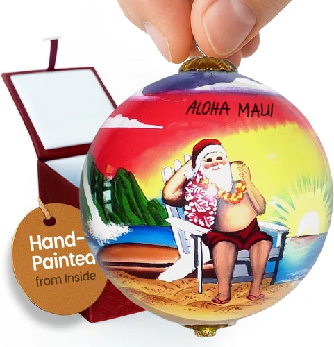 Miniatura 11 de Cornucopia Maui ornamento de Navidad de cristal pintado a mano con caja de regalo, recuerdo coleccionable CC/M