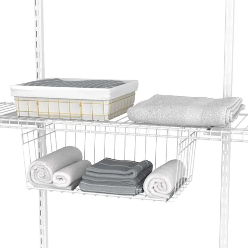 Miniatura 6 de ClosetMaid 2087 ShelfTrack - Kit organizador de armario ajustable de 2 a 4 pies, cesta de estante colgante de alambre blanco para almacenamiento