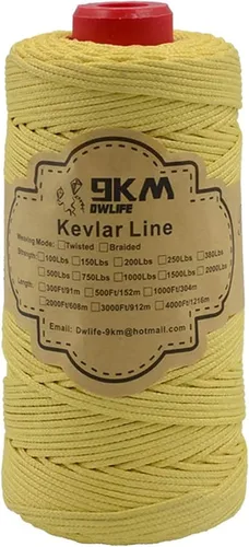 Miniatura 8 de 9KM DWLIFE Cordón trenzado de Kevlar, 45kg~907kg, alta resistencia a la tracción, resistente a la abrasión, retardante de llama, cuerda