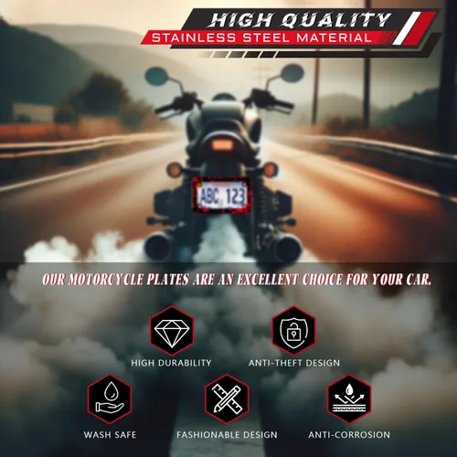 Miniatura 6 de Marco de placa de matrícula de motocicleta con salpicaduras de sangre para Halloween, de acero inoxidable, divertido soporte para placa