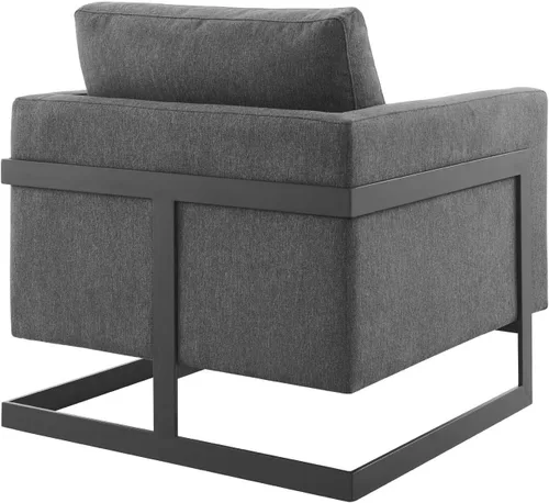 Miniatura 5 de Posse - Silla decorativa de tela tapizada en carbón negro Negro carbón
