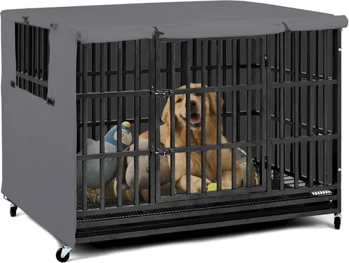 Miniatura 10 de Explore Land - Funda para jaula de perro de 36 pulgadas, de poliéster, resistente, ajuste universal para jaula de perro de alambre (gris)
