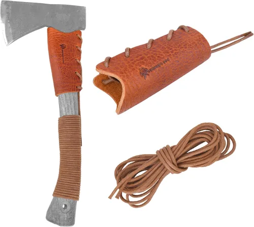 Miniatura 12 de Protector de cuello de hacha de cuero, cubiertas para mango de hacha para púas de jardinería o protector de hachas de campamento