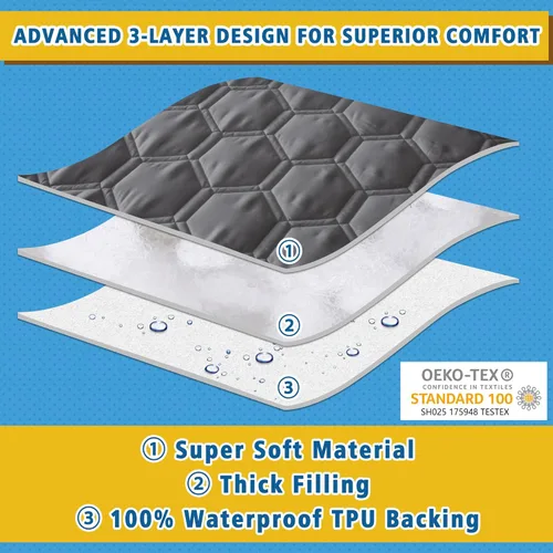 Miniatura 2 de Protector de colchón impermeable tamaño individual, protector de colchón transpirable con bolsillo profundo de 6 a 16 pulgadas, color gris