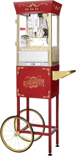 Miniatura 3 de Máquina y carrito de palomitas de maíz Matinee - Máquina de palomitas de maíz de 3 galones, hervidor de 8 onzas, calentador y 5 paquetes de granos
