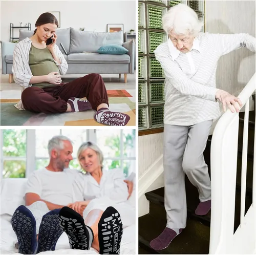 Miniatura 12 de Muezna Calcetines de yoga antideslizantes para mujer, antideslizantes, para pilates, barras, calcetines de hospital con agarres, talla 5-10