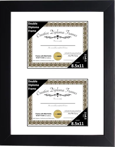Miniatura 71 de Creative Picture Frames Marco de diploma doble clásico negro de 6 x 8 pulgadas con vidrio negro y colgador de pared instalado