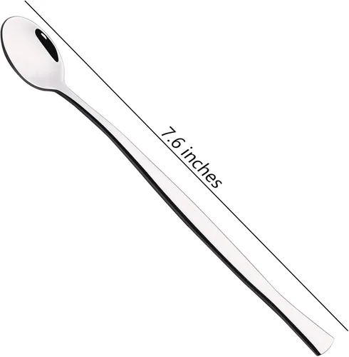 Miniatura 4 de 8 cucharas de helado de mango largo, cuchara de mango largo de acero inoxidable, 7.6 pulgadas