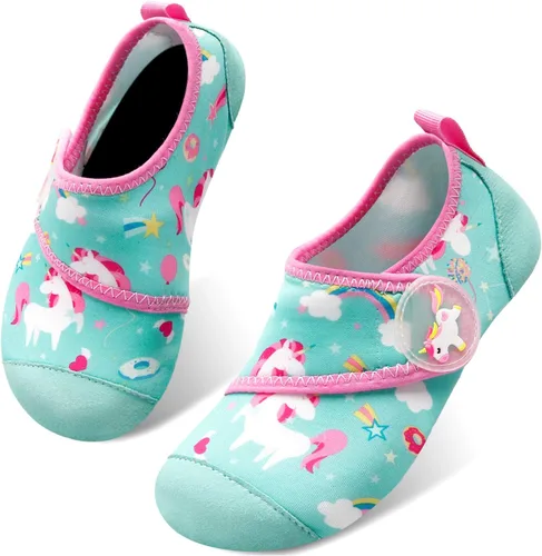 Scurtain - Zapatos acuáticos para niños, calcetines acuáticos de secado rápido con sensación de pies descalzos para niños, niñas y bebés con suela