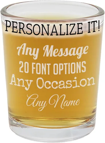 1 paquete de vasos de chupito grabados personalizados de 2.5 onzas, regalo personalizado para mujeres y hombres, fecha de nombre de mensaje grabado