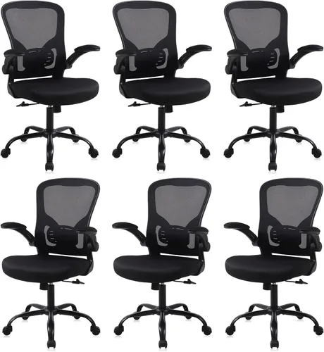 Miniatura 13 de Flysky Silla de oficina de malla, sillas ergonómicas de escritorio para computadora para oficina en casa, con reposabrazos abatibles
