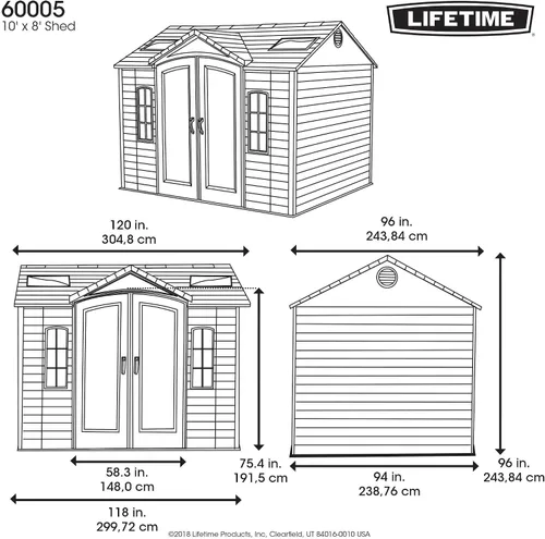 Miniatura 8 de Lifetime 60001 Almacenamiento para exterior, 10 x 8 pies.