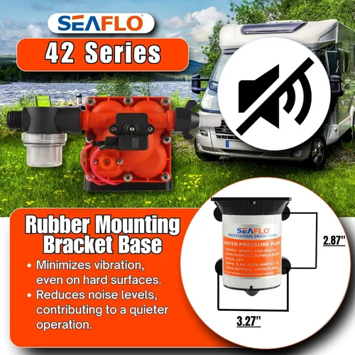 Miniatura 6 de SEAFLO Bomba de presión de agua bajo demanda serie 42 de 12 V, 3.0 GPM, 55 PSI, con derivación para ciclos reducidos, autocebante
