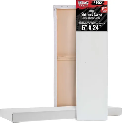 Miniatura 19 de U.S. Art Supply Lienzo estirado mediano para pintar de 12 x 48 pulgadas, profundidad de galería de 1-1/2 pulgadas de grosor, paquete de 2 – triple
