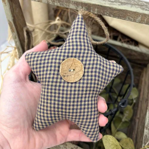 Miniatura 3 de Juego de 5 adornos de algodón hechos en casa con corazón y estrella americana, a cuadros y rayas, para Navidad, San Valentín o boda, con botón