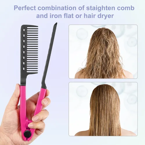 Miniatura 4 de VOCOSTE Peine para alisar el cabello, resistente al calor, peine para alisar el cabello, ABS, rojo