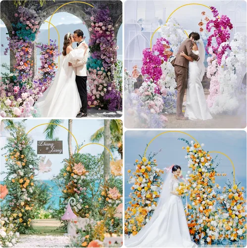 Miniatura 6 de Wokceer Soporte de Arco de Fondo para Boda 7.2 pies, Juego de Soporte de Arco de Metal Dorado de 6 pies, Set de 2 para Fiesta de Cumpleaños