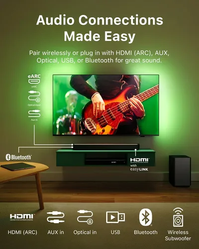 Miniatura 6 de Barra de sonido PHILIPS B5309 2.1 con subwoofer inalámbrico y tecnología de audio DTS Virtual:X inmersiva - 240W de potencia máxima, graves