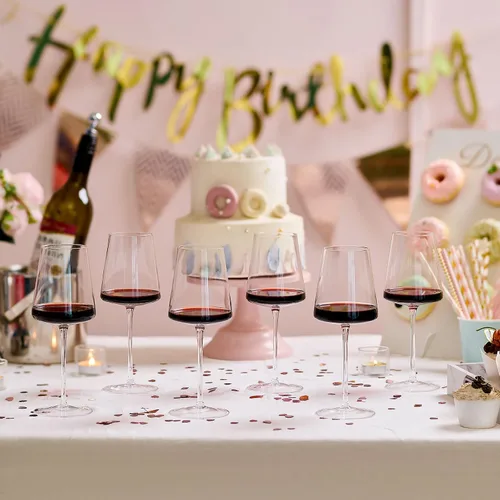 Miniatura 5 de Juego de 4 copas de vino de 13.5 onzas, cristal transparente sin plomo soplado a mano, tallo largo, cuadrado, copa de vino tinto para boda