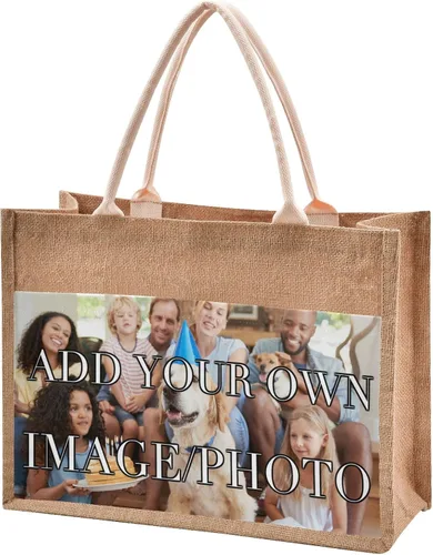 Miniatura 21 de CaTaKu Divertida bolsa de yute con asas y cremallera para gatos, bolsa de arpillera reutilizable con bolsillo frontal de lona, regalo para bodas, 12