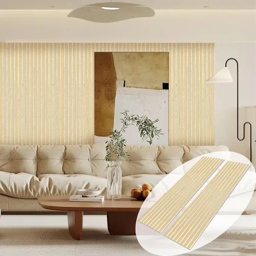 Miniatura 12 de Panel de Pared de Listones de Madera - 4 PCS Paneles de Madera de Nogal para Pared, Paneles de Pared de Listones de Madera Acústica de Chapa de Nuez
