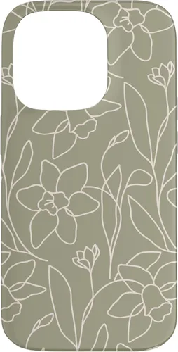 Miniatura 17 de Poppy Flower Line Art Modern Leaves Boho Artichoke Green Case for iPhone 17