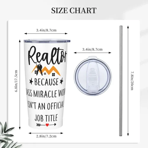 Miniatura 7 de Realtor Because Badass Miracle Worker Isn't An Official Job Title Real Estate Agent for Women, divertida taza de café de 20 oz botella de agua