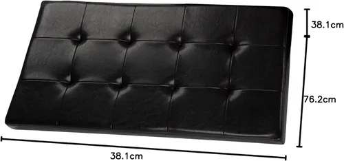 Miniatura 8 de Ottoman Negro piel sintética – Banco de almacenamiento, genial como un asiento doble o un apoya pies, mesa de centro, organizador de juguetes