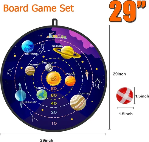 Miniatura 8 de BooTaa Tablero de dardos grande de 29 pulgadas para niños, tablero de dardos para niños con bolas adhesivas, juguetes para niños y niñas