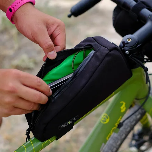 Miniatura 7 de PACK2RIDE Onedrop Bolsa para cuadro de bicicleta - Bolsa de tubo superior resistente al agua con tela de Cordura duradera, almacenamiento frontal