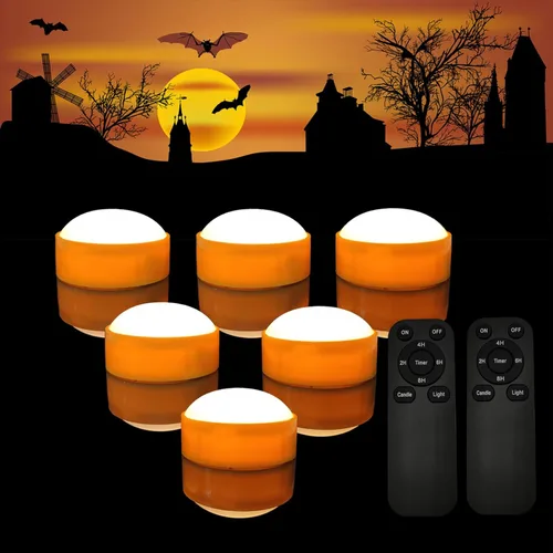 Miniatura 10 de iZAN Luces LED de calabaza a pilas con control remoto y temporizador, velas parpadeantes brillantes sin llama para decoración del hogar, fiesta