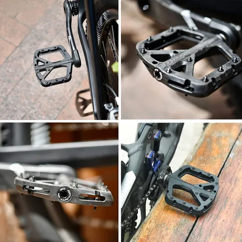 Miniatura 6 de FIFTY-FIFTY Pedales de bicicleta de montaña, compuesto de nailon MTB antideslizante, pedales de bicicleta de 9/16 pulgadas, plataforma plana ligera