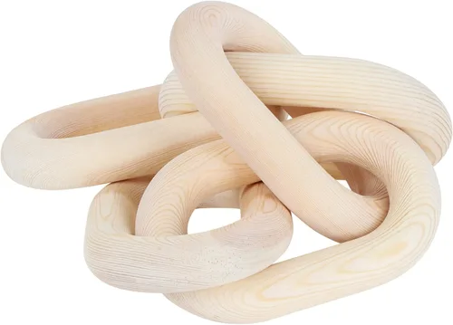 7Penn Decoración de eslabones de cadena de madera, cadena decorativa pequeña, decoración de mesa auxiliar, madera de pino, cadena de 5 eslabones