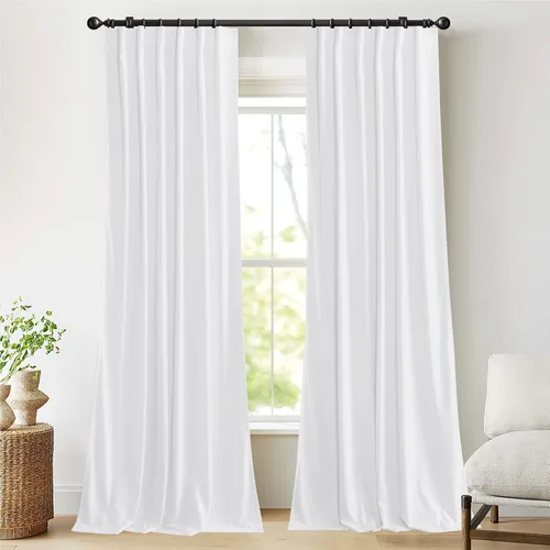 NICETOWN Cortinas blancas extralargas de 144 pulgadas para telón de fondo, cortinas de terciopelo con aislamiento térmico y reducción de ruido para