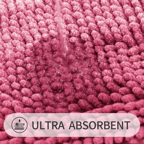 Miniatura 4 de Gibelle Juego de 2 alfombras de baño color rosa, juego de alfombras de baño antideslizantes de felpilla, alfombra absorbente para ducha y baño