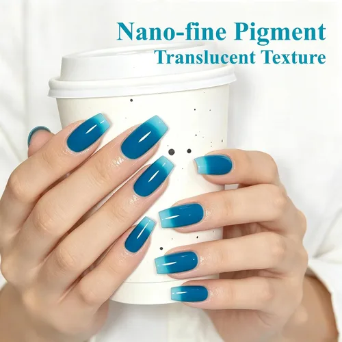 Miniatura 2 de YTD Likomey Esmalte de uñas de gel azul gelatina, 49.2 ft, translúcido transparente de pigmento fino, gel de uñas UV, manicura y pedicura