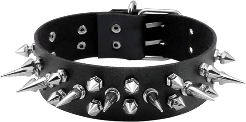 Miniatura 16 de Eigso - Gargantilla vintage de cuero sintético con remaches y picos, estilo punk, gótico, ajustable