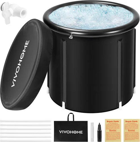 VIVOHOME Bañera de hielo para atletas y amantes del fitness, bañera de inmersión fría portátil de 29.5 pulgadas de diámetro para terapia de
